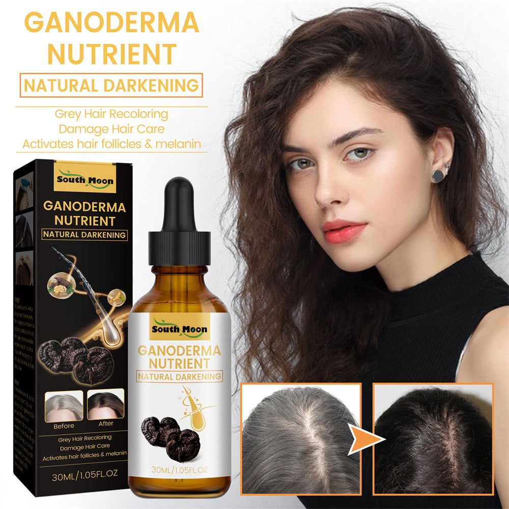 Essence Oil Natural Hair Growth Scalp Black Ganoderma Lucidum White To Black Stop Hair Loss Treatment Products 30ml