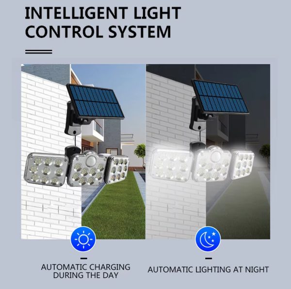 3 Head Motion Sensor 270 Wide Angle Illumination Waterproof Solar Light | Outdoor Wall Lamp For Garden Garage