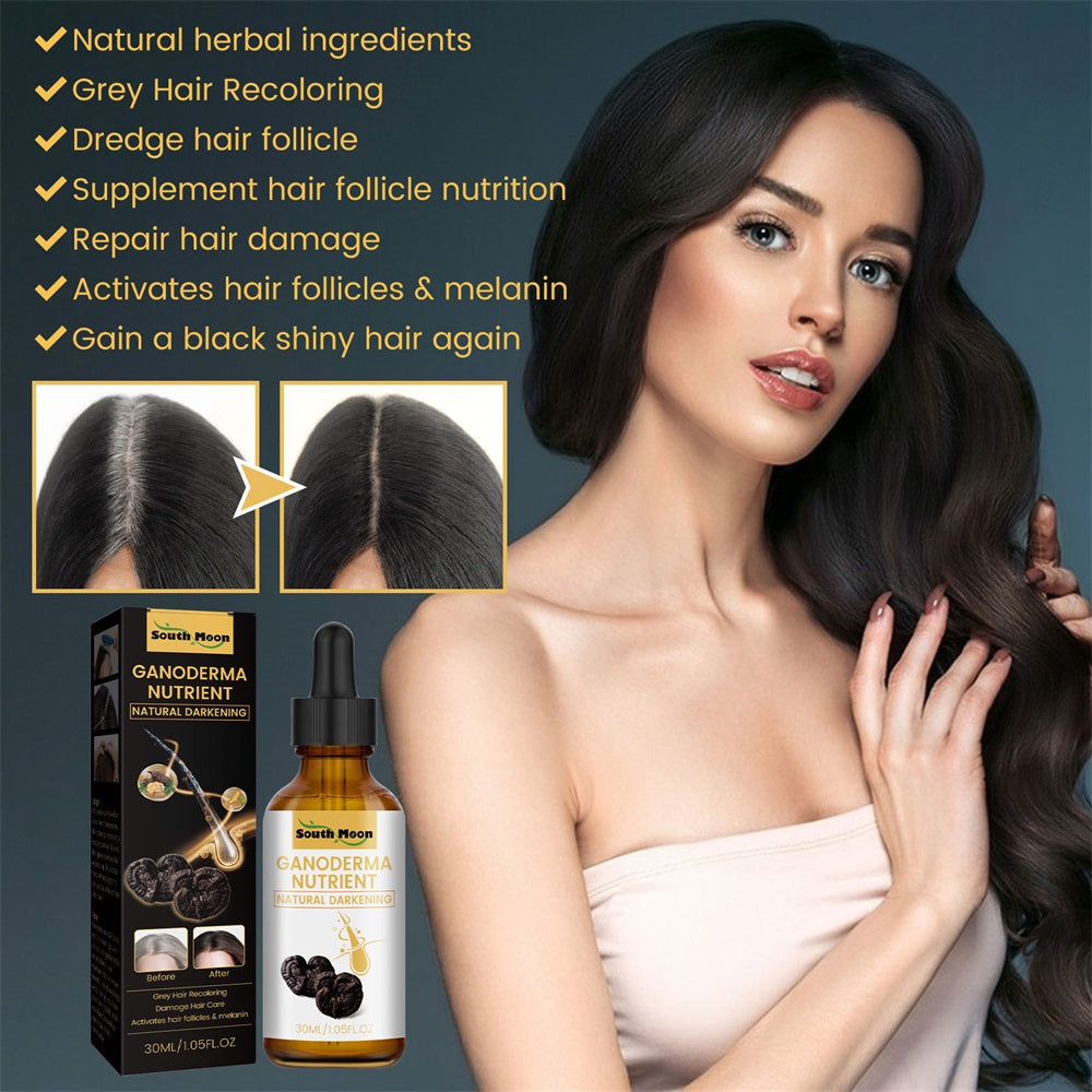 Essence Oil Natural Hair Growth Scalp Black Ganoderma Lucidum White To Black Stop Hair Loss Treatment Products 30ml