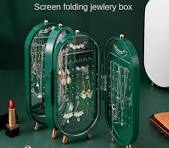 Screen Folding Jewelry Box Jewellery Box Organiser With Mirror (random Color)